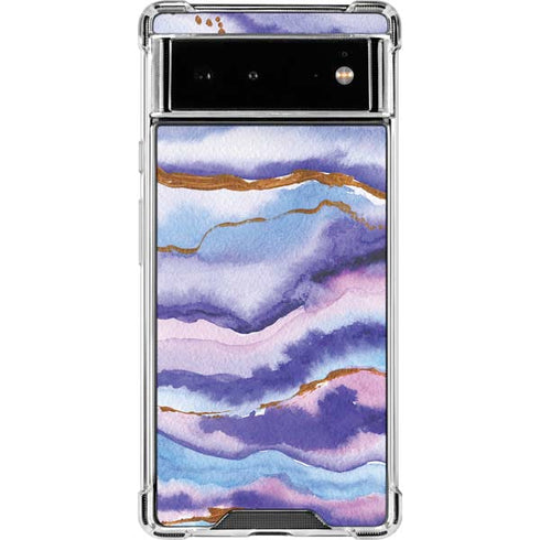 Blue Violet Watercolor Geode Google Pixel 6 Clear Case